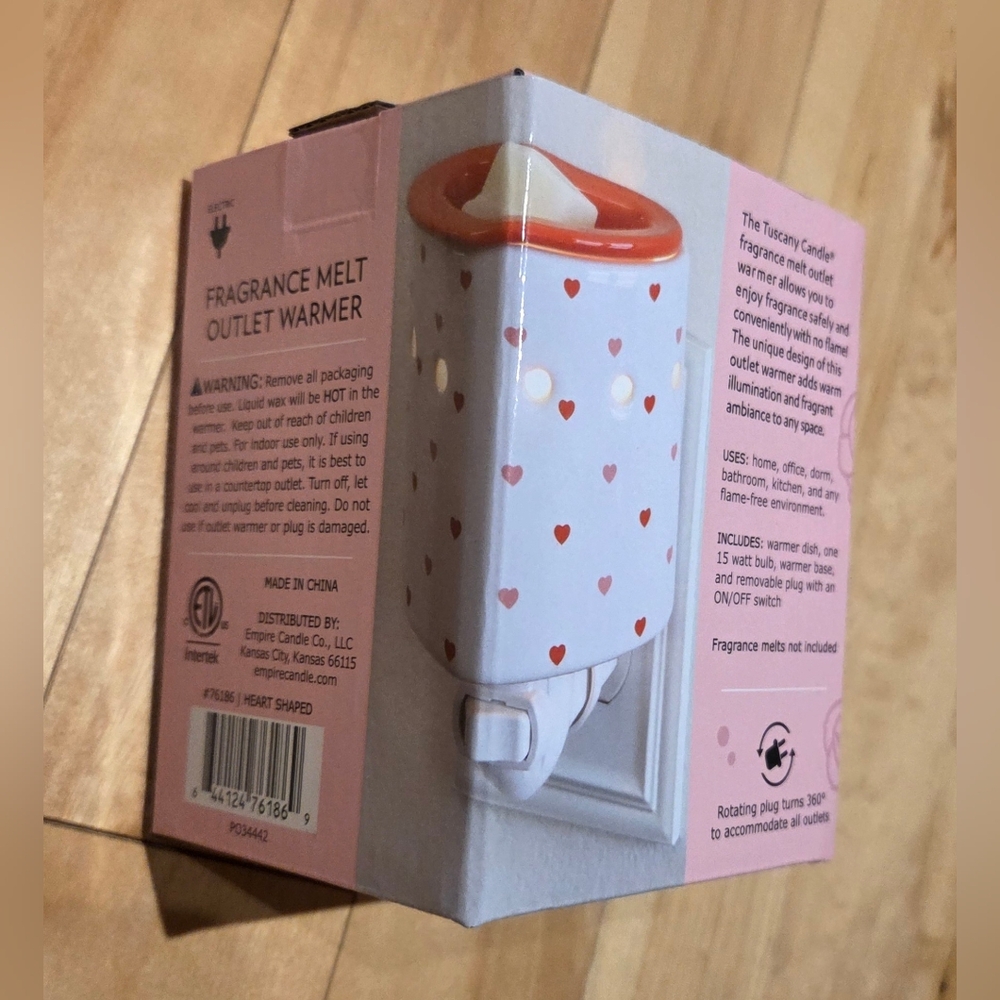 NEW Tuscany Heart Shaped Wax Warmer Plug In Nightlight - Picture 3 of 4